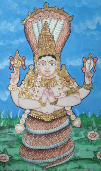 a painting of Pantanjali author of the Yoga Sutras which discusses the Yamas
