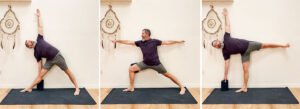 Yoga poses at the wall